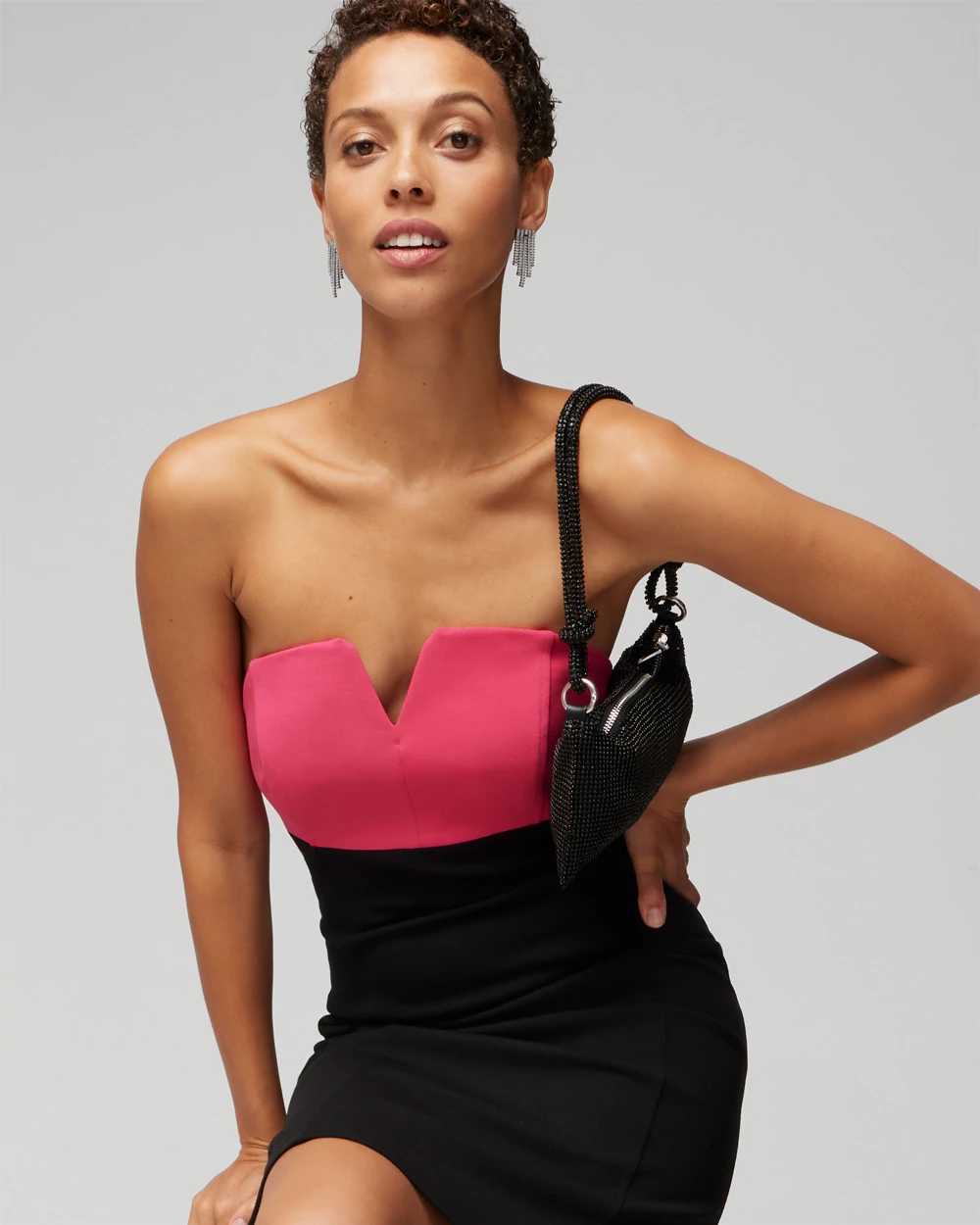 Strapless Colorblock Tuxedo Mini Dress